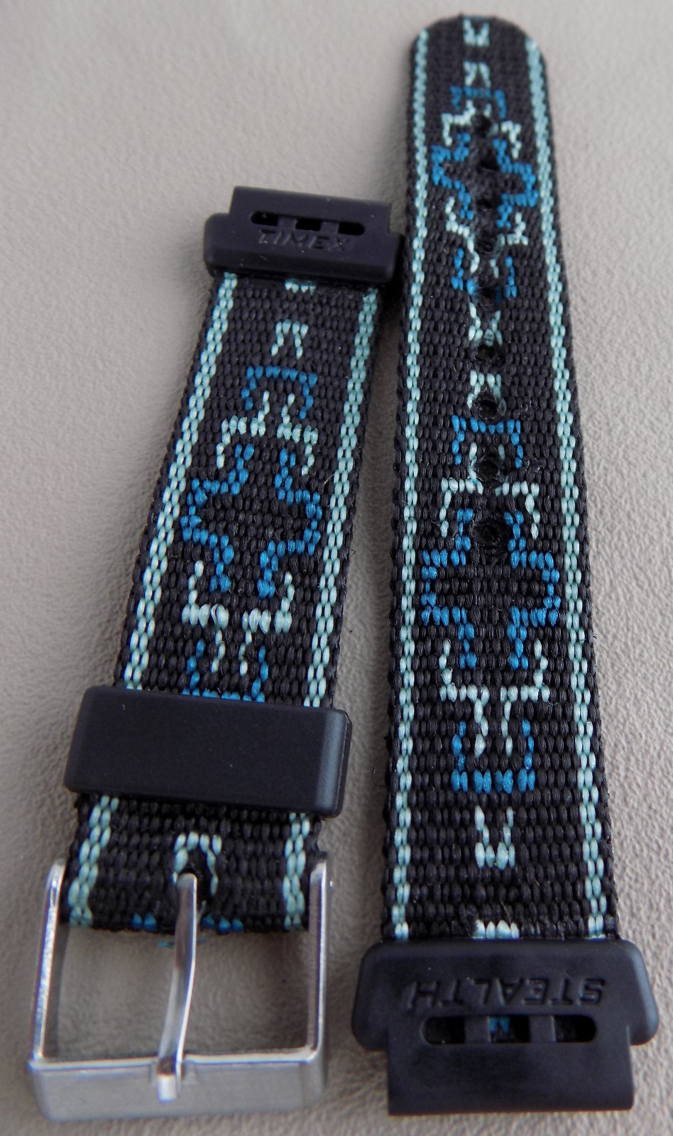 Timex Stealth Indiglo Black Nylon Water Resistant Sport 17mm Regular Watch Band