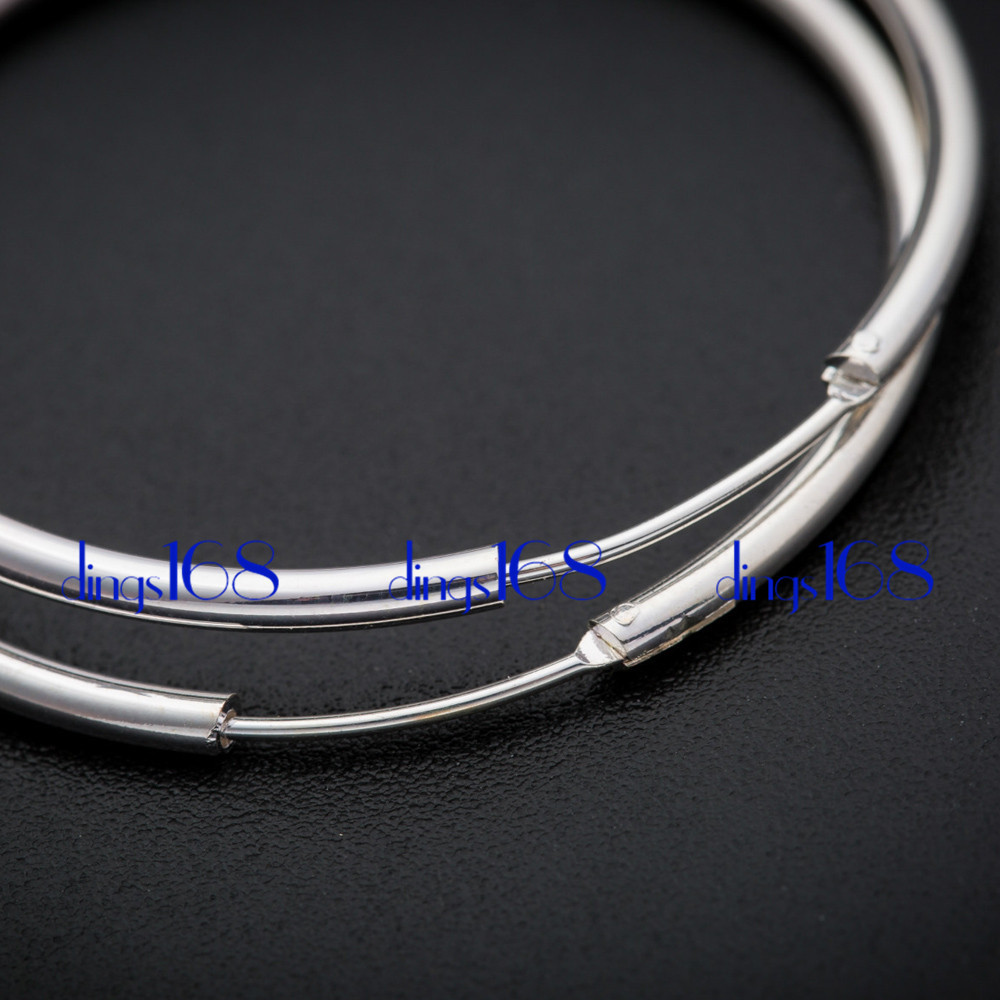 925 Sterling Silver Classic Endless Thin Hoop Earrings #CHOOSE A SIZE 20mm~70mm#