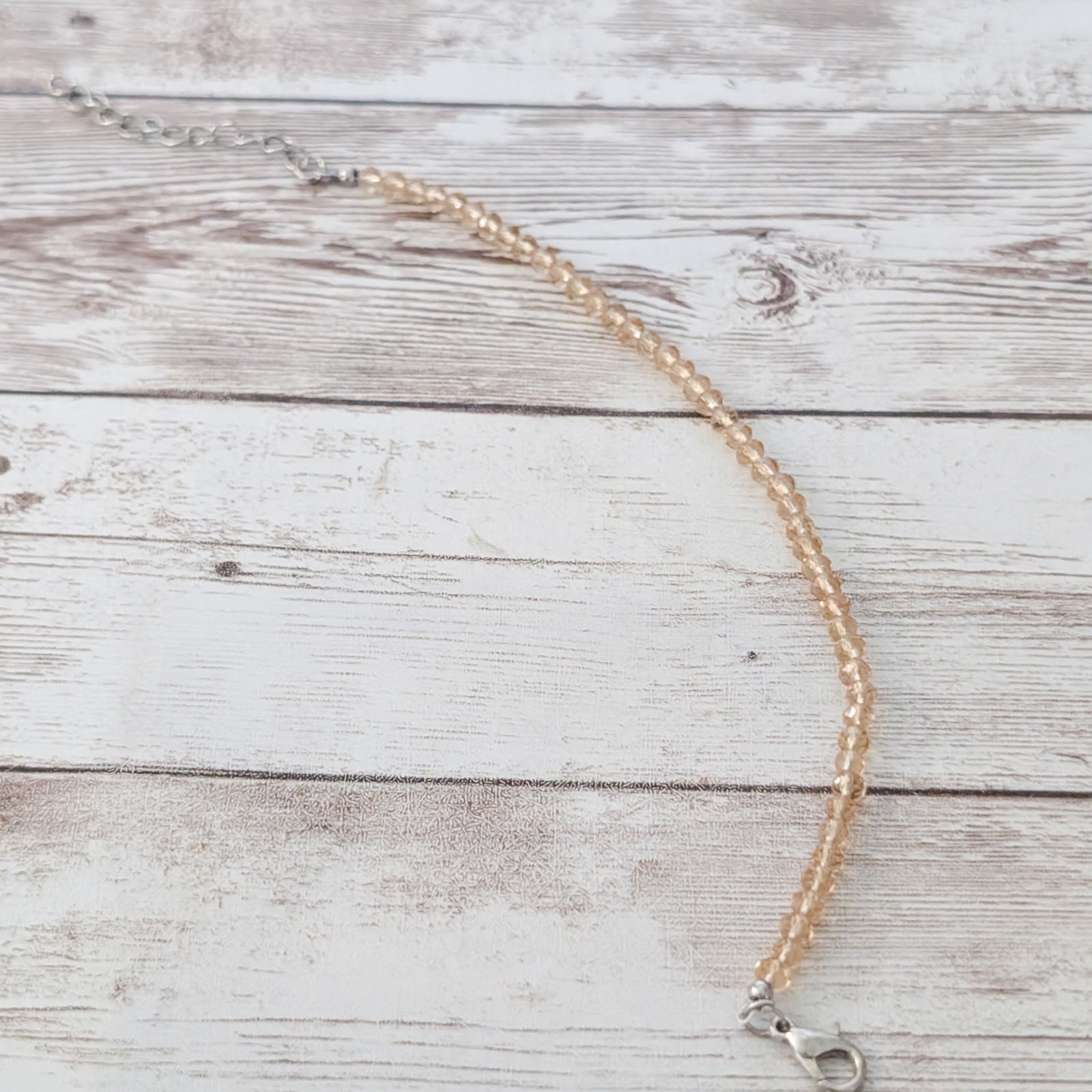 Beaded Clasp Bracelet with Extender – Very Light Dusky Amber Tone Shade