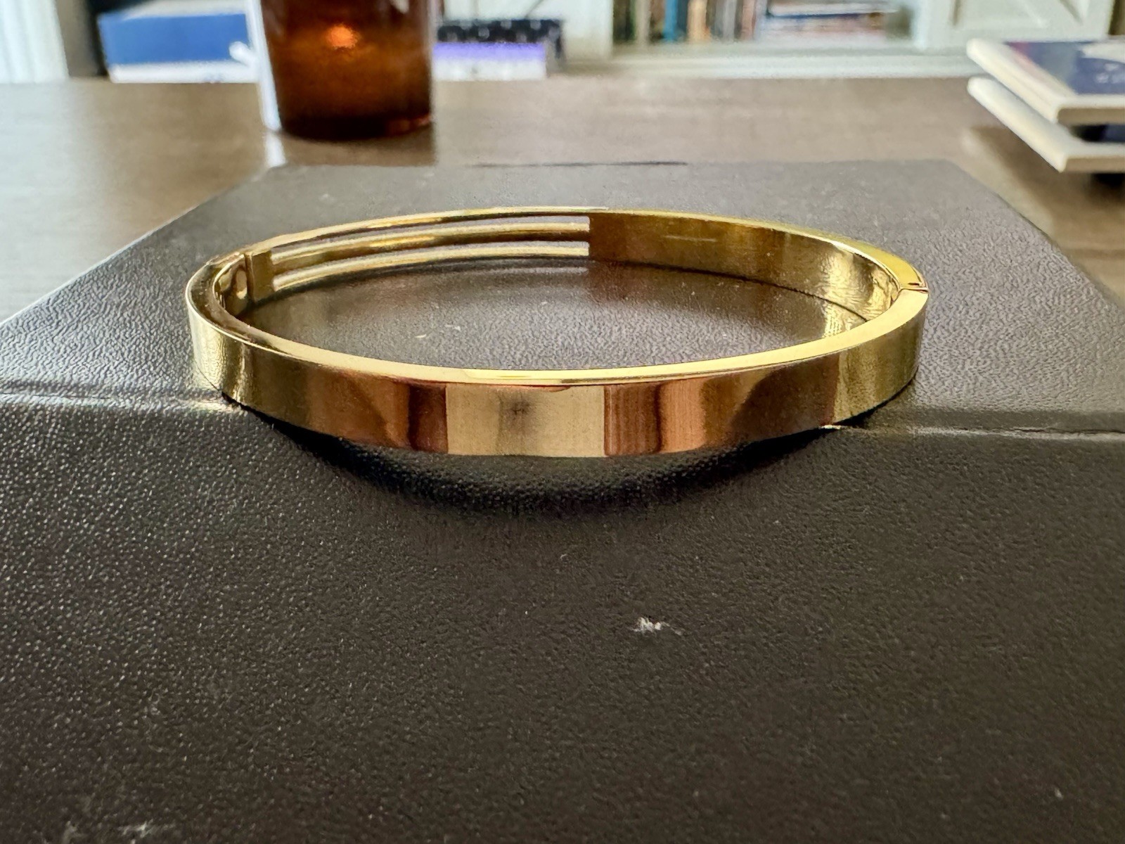Michael Kors Gold Tone Pavé White Crystal Hinged Bangle Cuff Bracelet AJ750