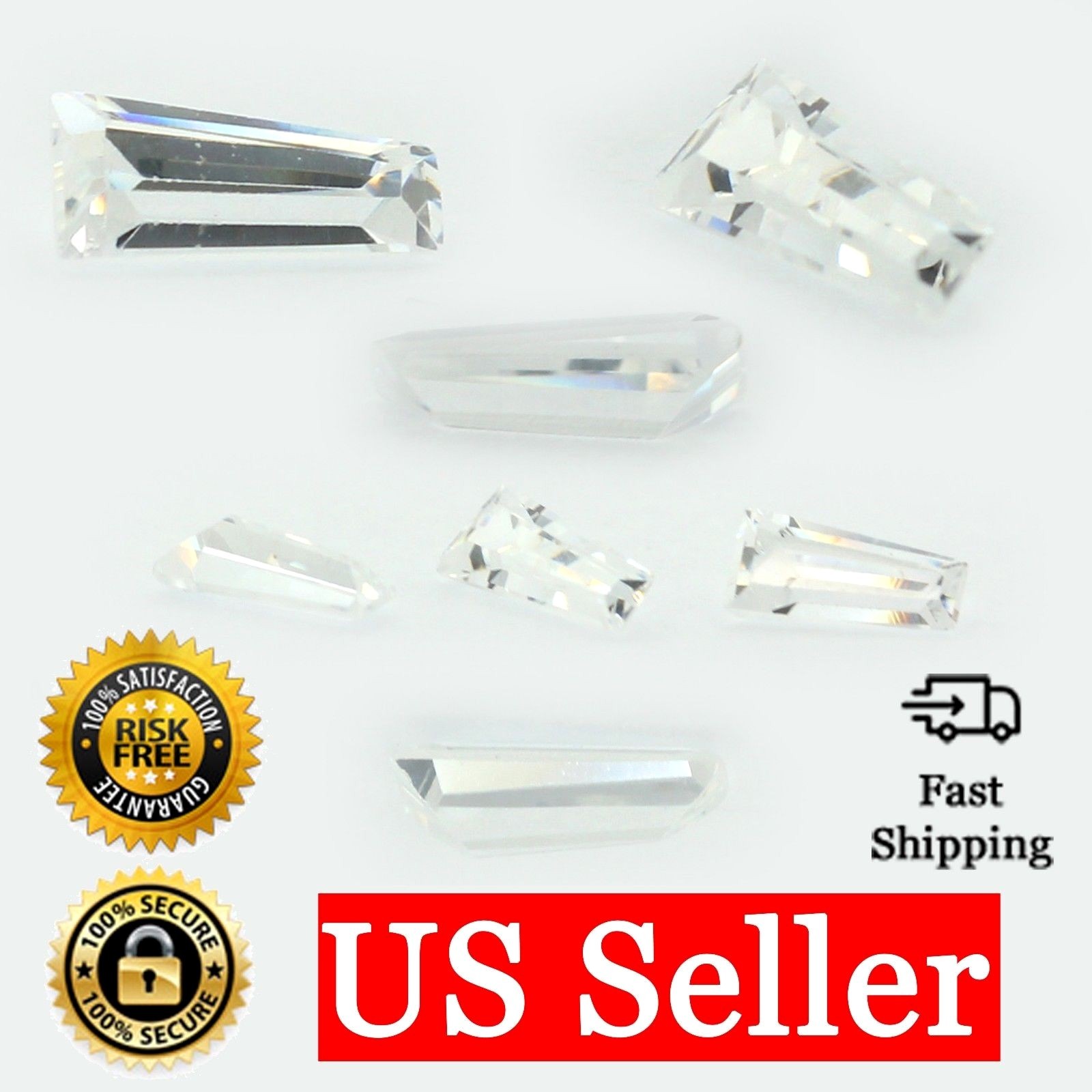 Loose Tapered Baguette Clear CZ Stone Single Cubic Zirconia Cut April Birthstone