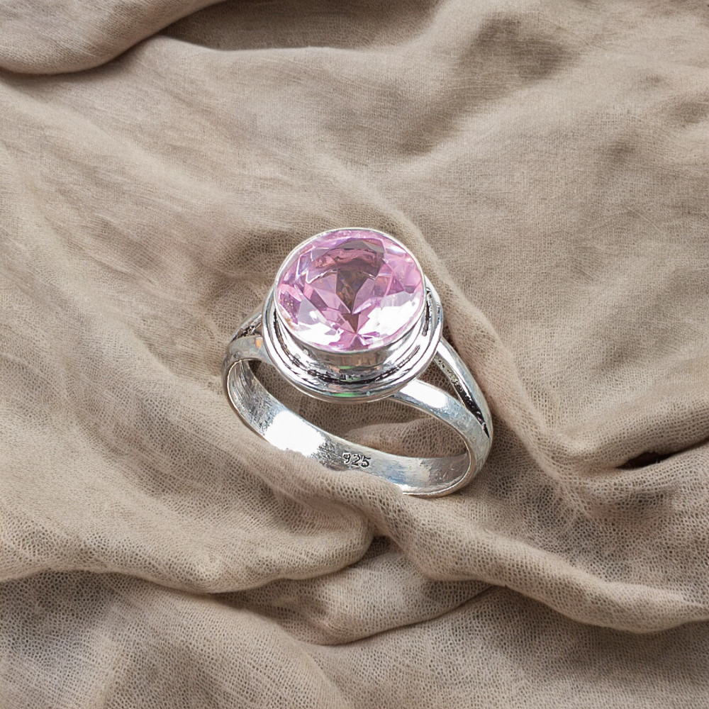Classy Pink Kunzite Gemstone 925 Sterling Silver Handmade Jewelry Ring All Size