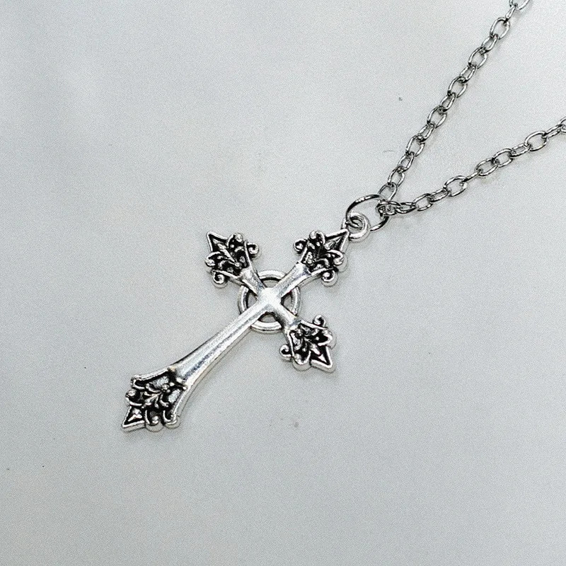 Stainless Steel Necklace Hip Hop Street Creative Cross Pendant Necklace Sweater