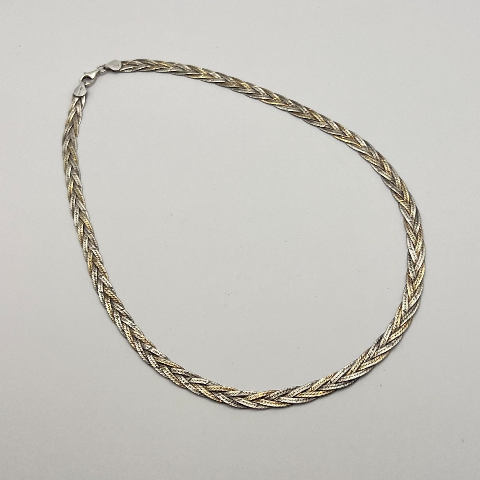 Vintage Italy 925 Sterling Silver Braided Chain Necklace 46cm 17.8g Unisex