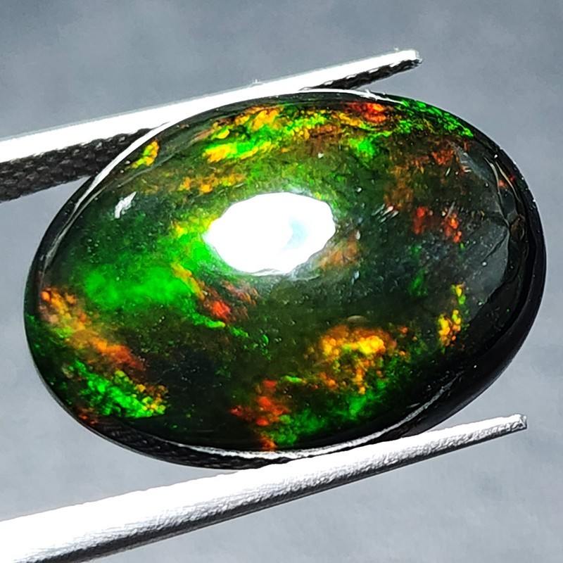 Natural Ethiopian Black Opal AAA+ Collector Welo Oval Cabochon Fire Play 7.05Ct