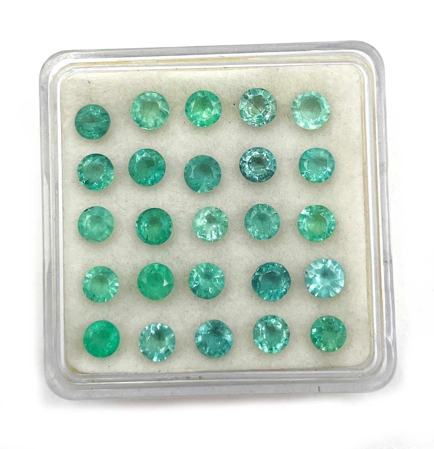 Natural Zambian Emerald Round Cut Loose Gemstone Lot 5 Pcs 4 MM 1 CT
