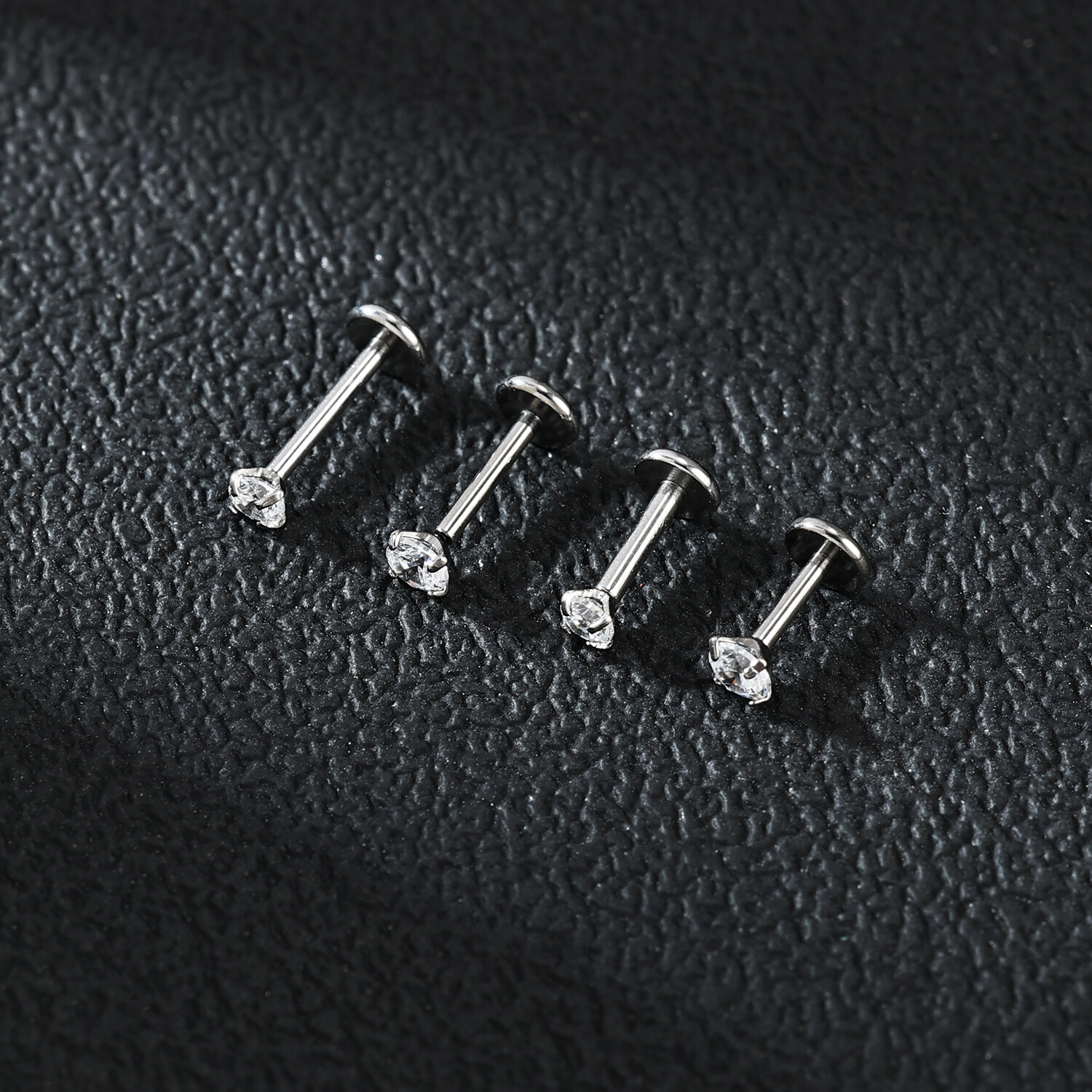 16G/18G/20G Titanium Lip Studs CZ Cartilage Earring Push in Labret Lip Piercing
