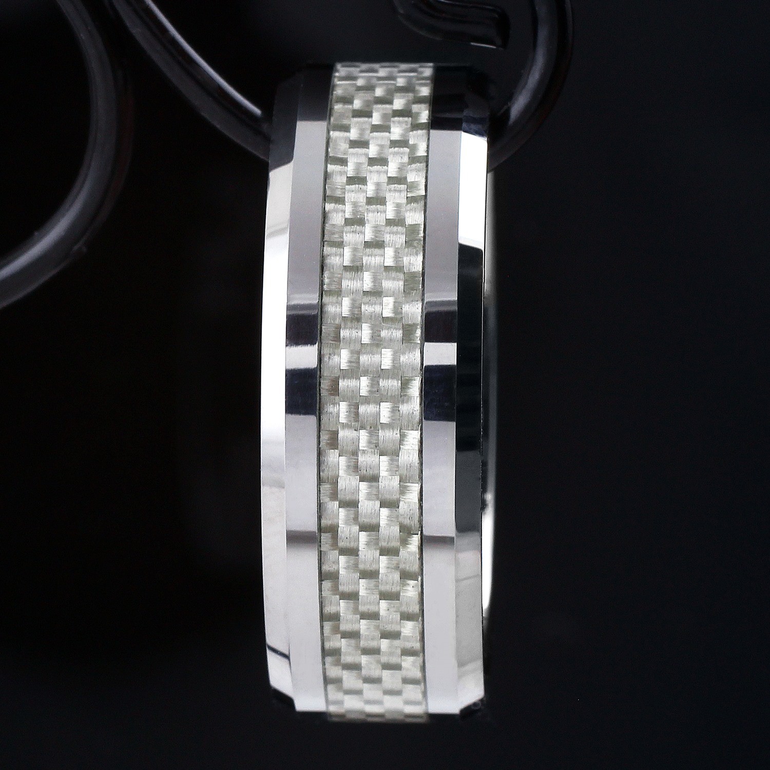 Tungsten White Carbon Fiber Wedding Band Ring Size 5-15 Men’s or Women’s