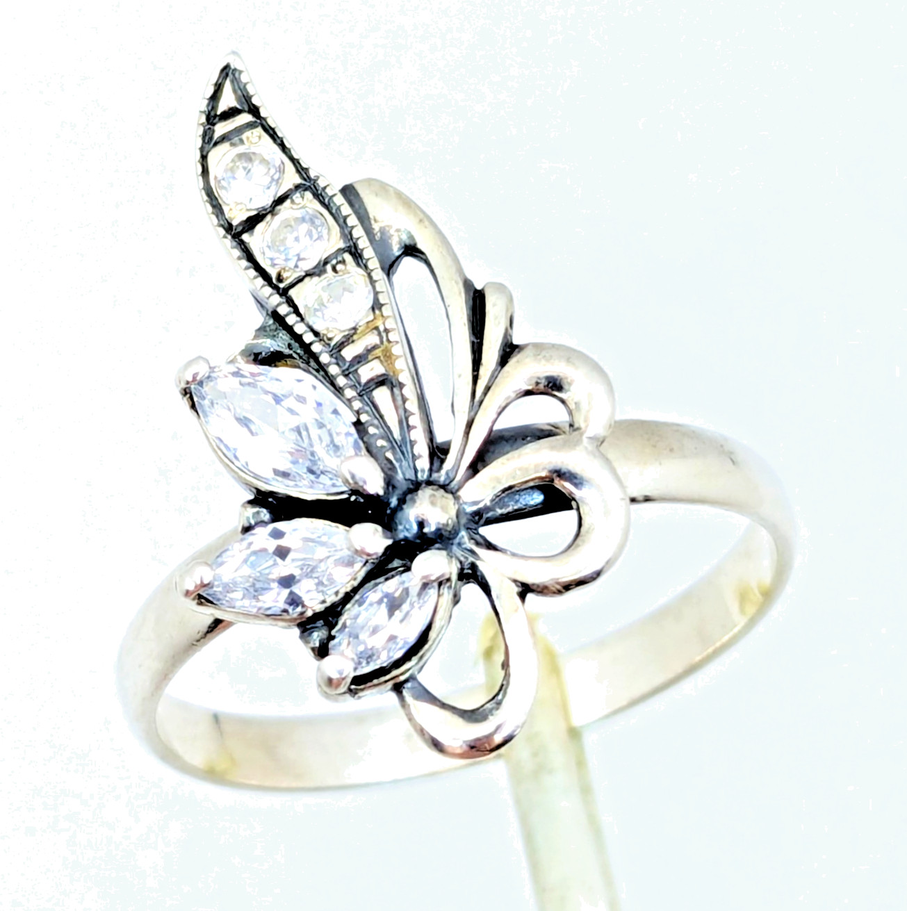 Vintage Luxury RING Silver 925 with Bright Stones-size: 9.5US(19.5mm) Ukraine#79
