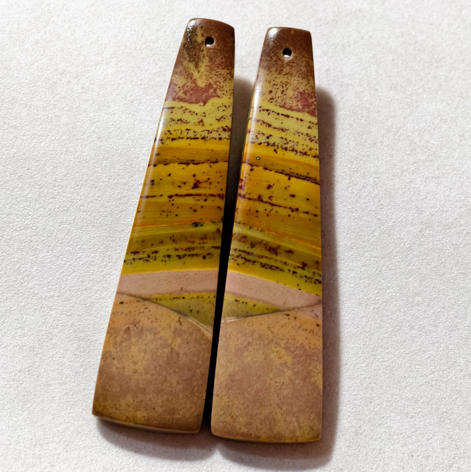 87 Cts Natural Cherry Creek Jasper Drilled Pair Cabochon Gemstone 59.8 X 15.6 MM