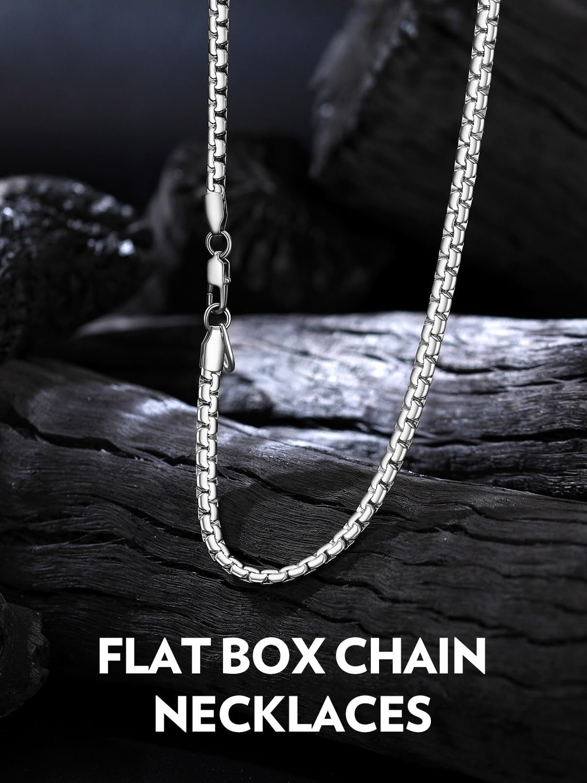 Mens Chain Necklace 24 Inch 4MM Cable Rope Chains Stainless Steel Silver Fash…