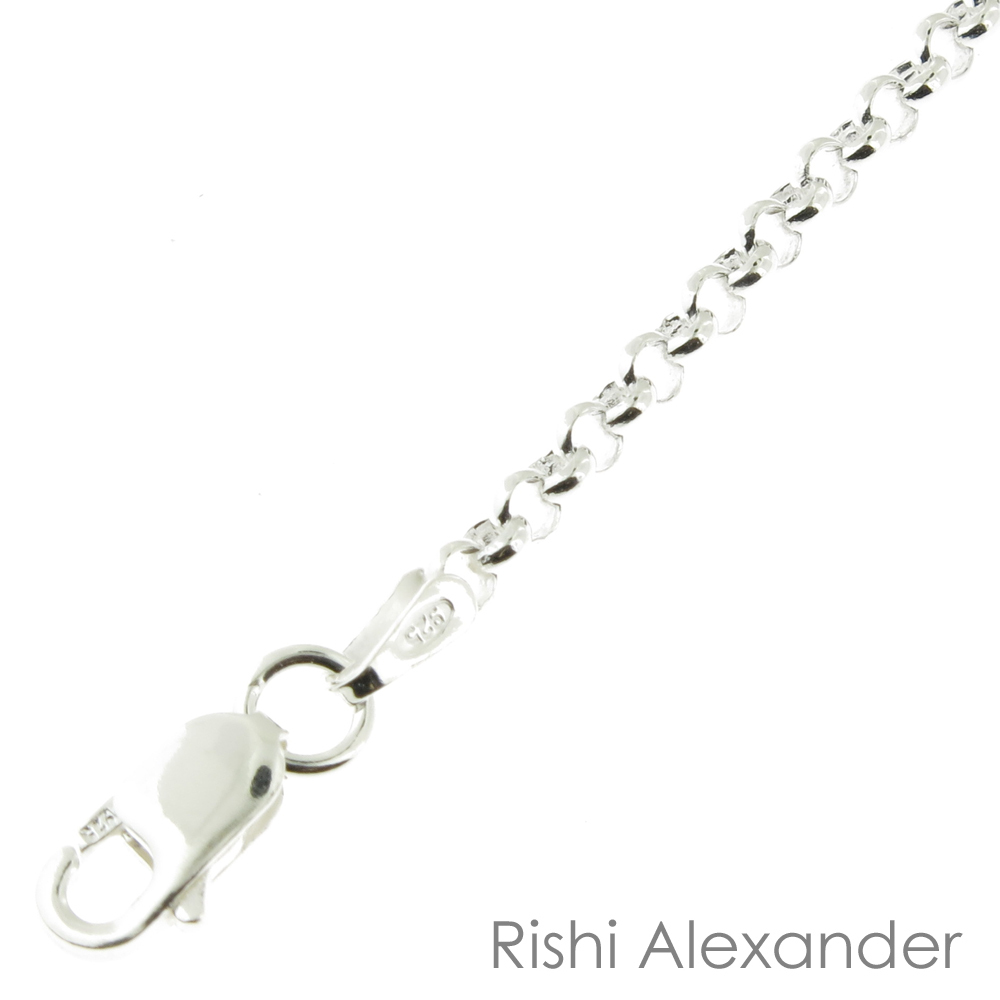 925 Sterling Silver Rolo Link Anklet Stamped .925 Italy