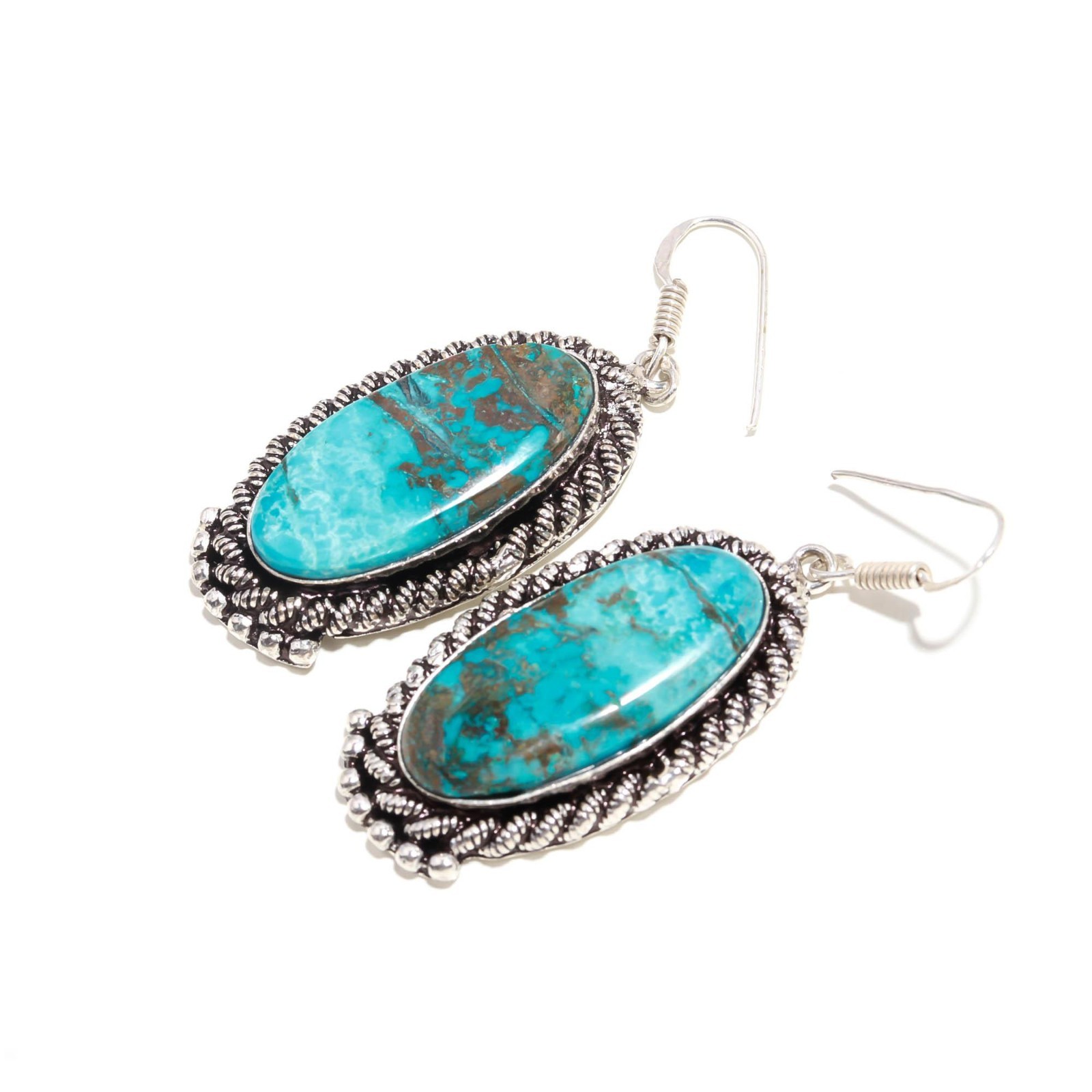 Turquoise Gemstone Jewelry 925 Sterling Silver Handmade Earring Gift For Her