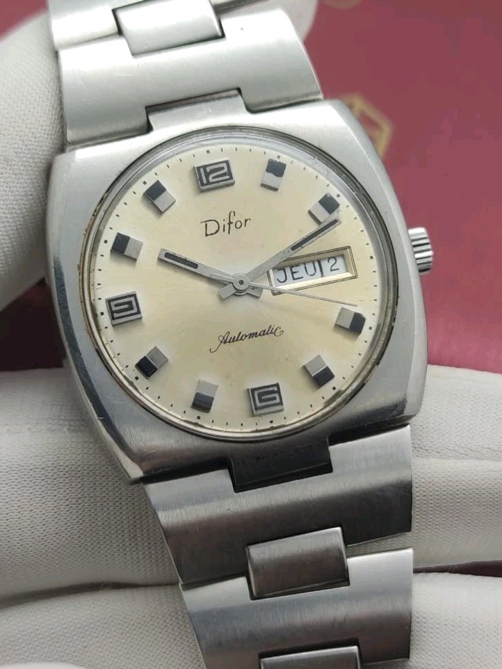 Vintage Watch Difor Automatic Jumbo Day Date tropical Dial mens Swiss MADE