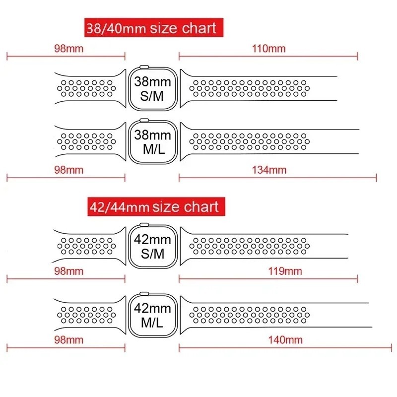 Silicone Sport Strap Band for Apple Watch Series 10 9 8 7 6 5 4 3 2 1 SE