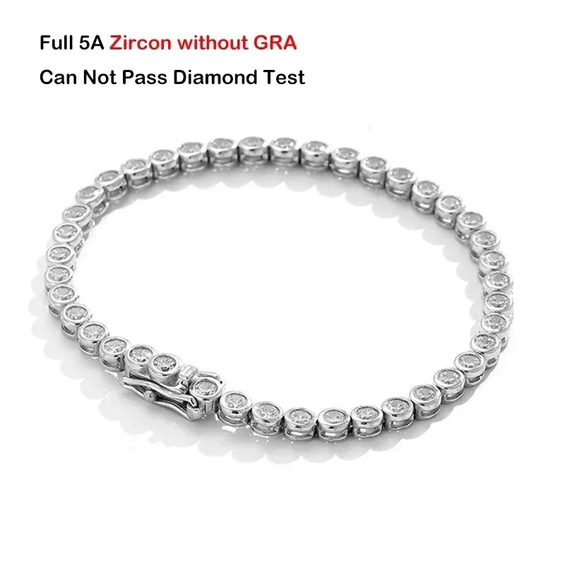 Real Round Bubble 3mm 0.1CT D Color Full Moissanite Tennis Necklace for Women 92