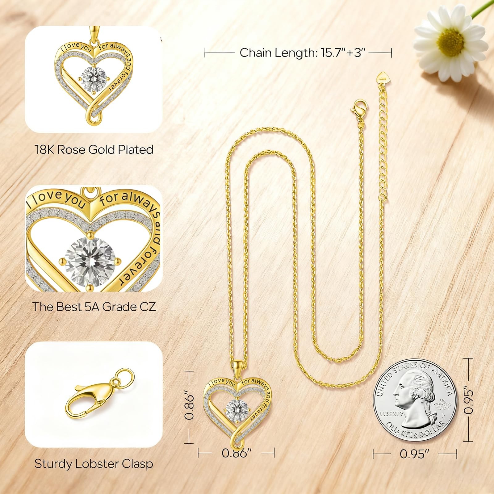 Jewelry Forever Love Heart Necklaces for Wife,I Love You Necklace Valentine’s…