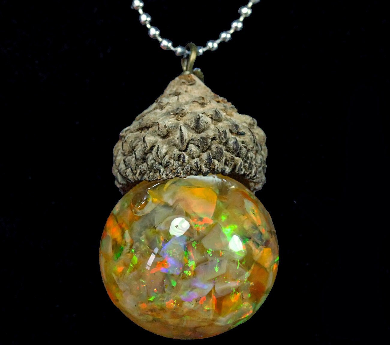 Opal Acorn Bottle Pendant GXO