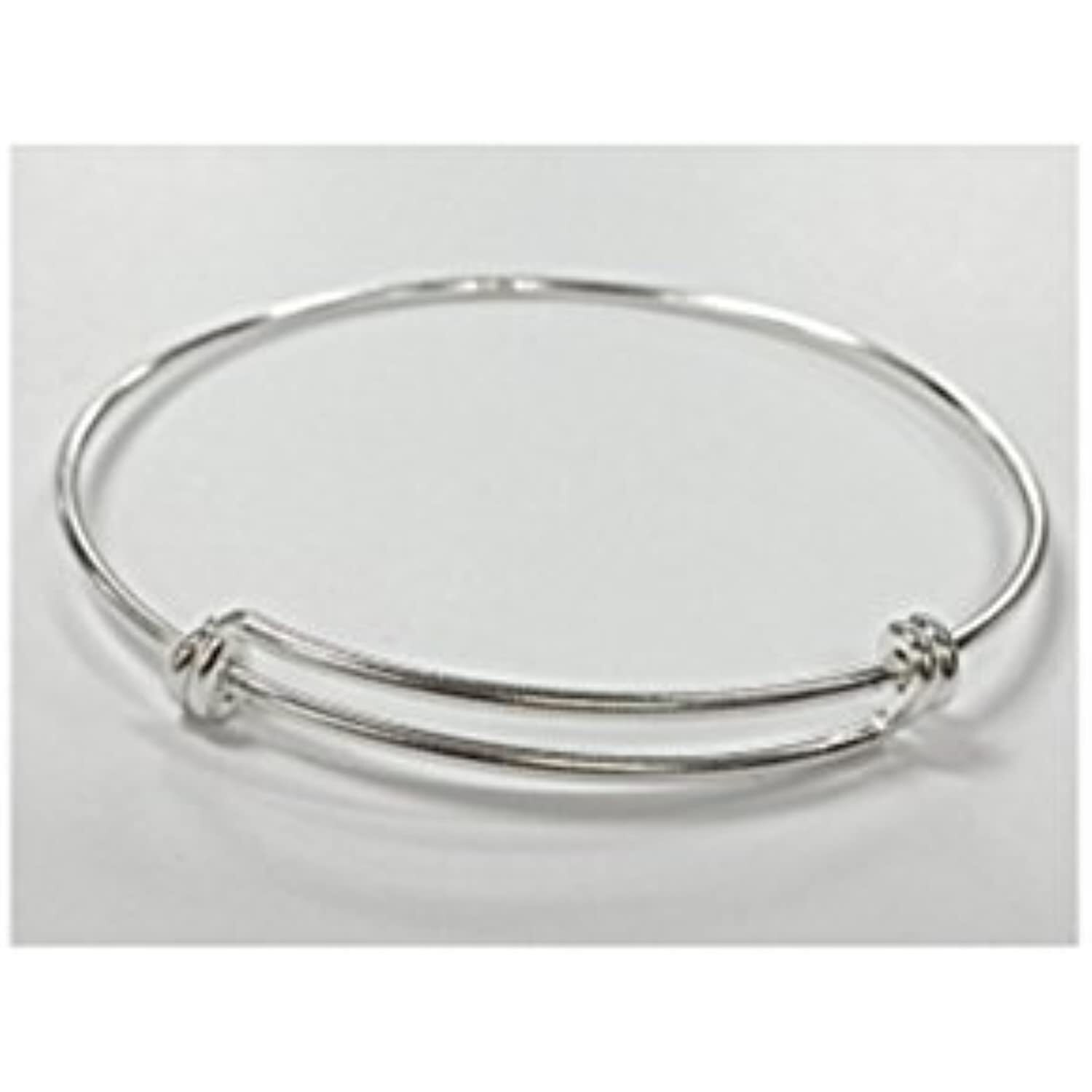 8 to 9.5 inch Adjustable 925 Sterling Silver Bangle Bracelet, 16 Gauge Wire