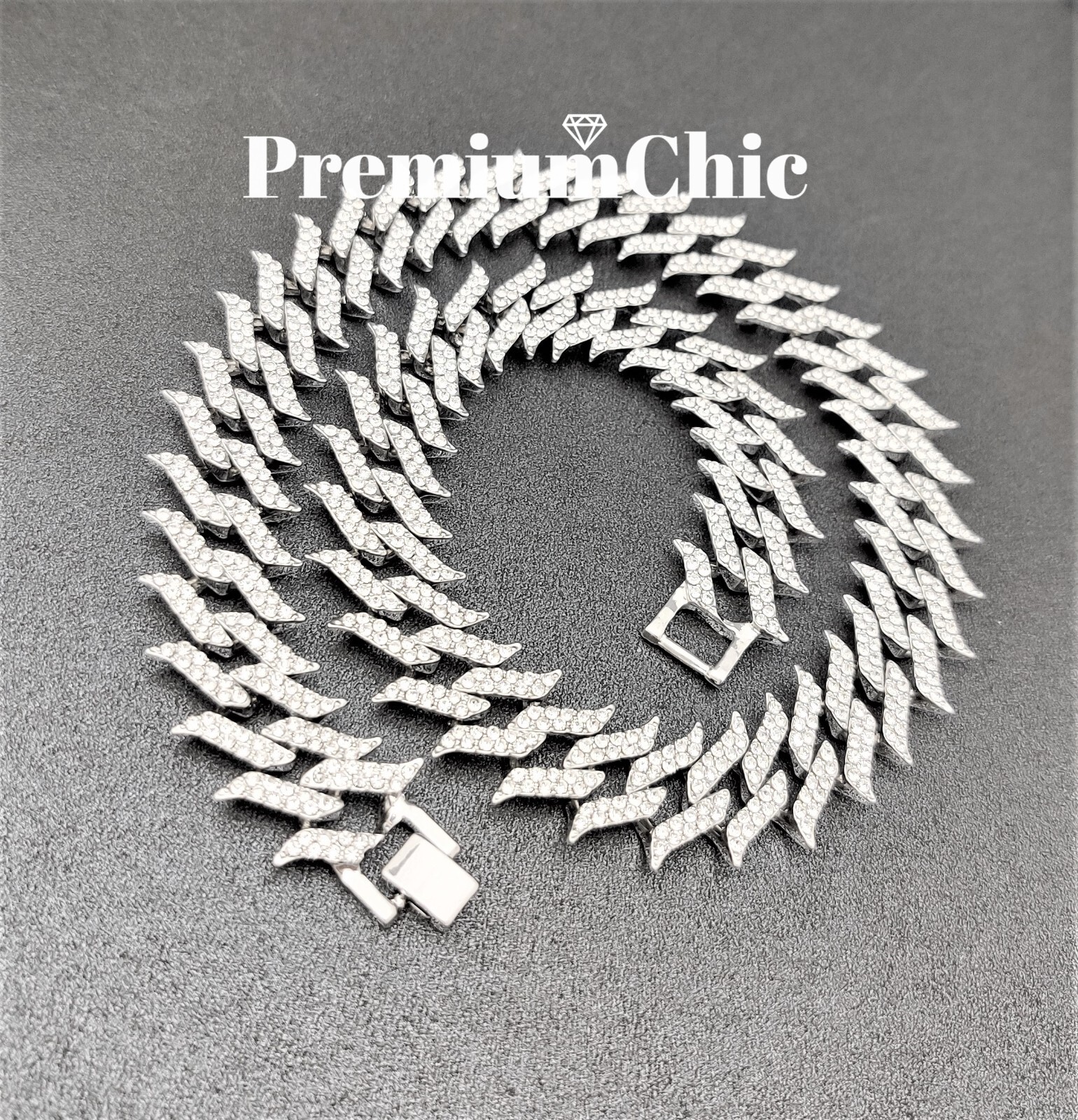 ICED Miami Cuban Link Chain Spike Choker Necklace Mens Plated CZ Hip Hop Jewelry