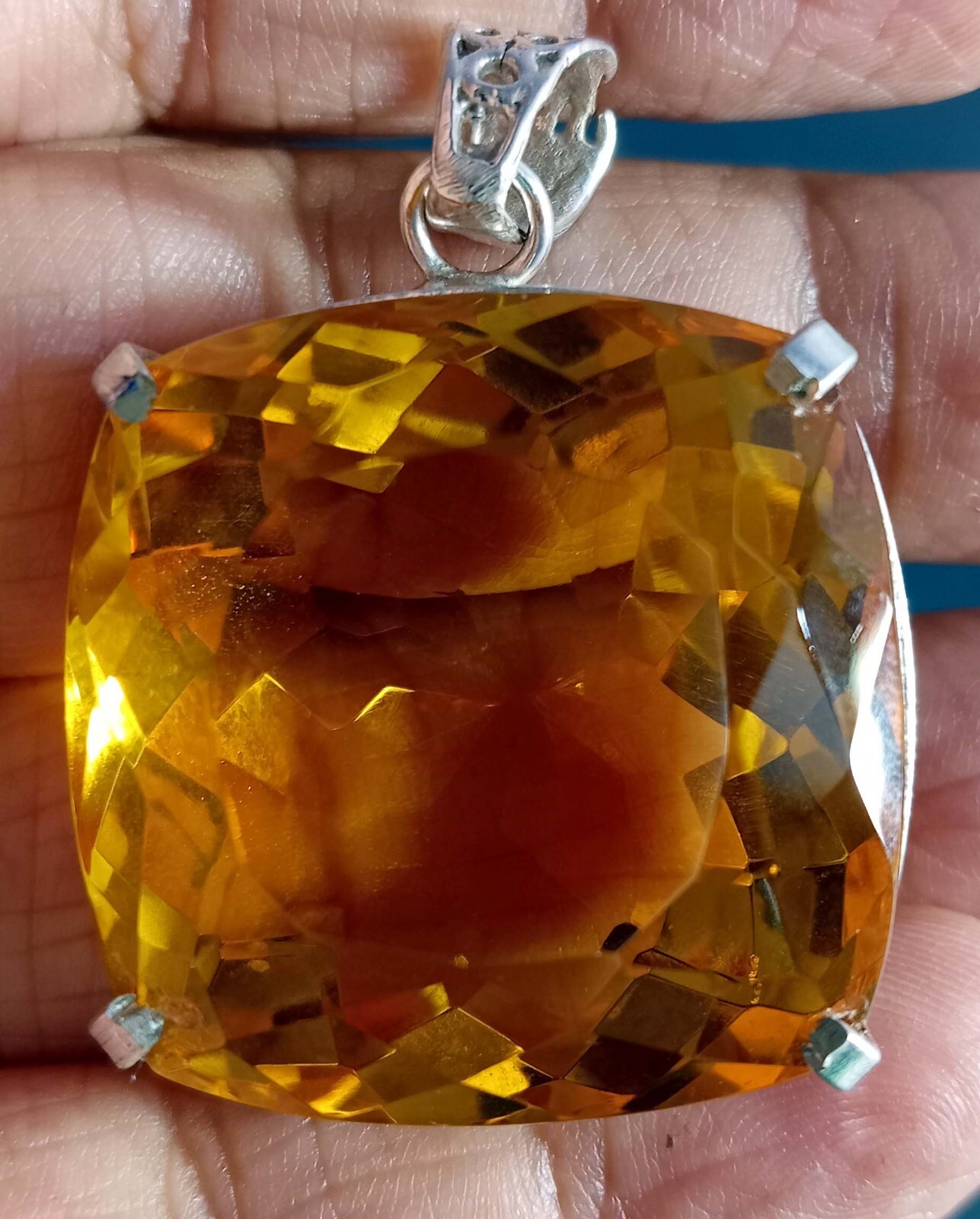 Yellow Topaz Pendant Natural Cushion Cut 137.90 Ct Gemstone EGL Certified PD018