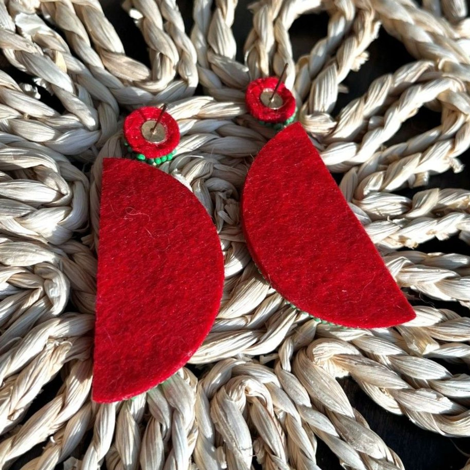 Watermelon Beaded Stud Dangle Earrings