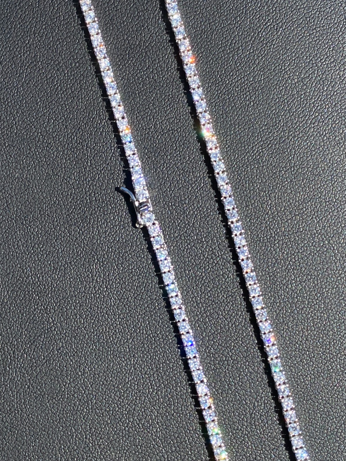 2mm MOISSANITE 925 Sterling Silver Tennis Chain Necklace Passes Tester