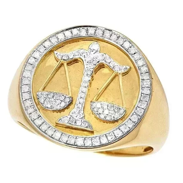 1.20Ct Round Cut Natural Moissanite Men’s Pinky Ring In 14K Yellow Gold Plated