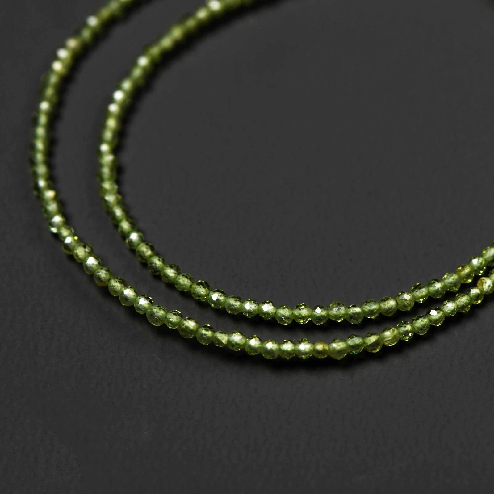 Delicate Peridot 2mm Faceted Rondelle Gemstone Beaded Healing Choker Necklace