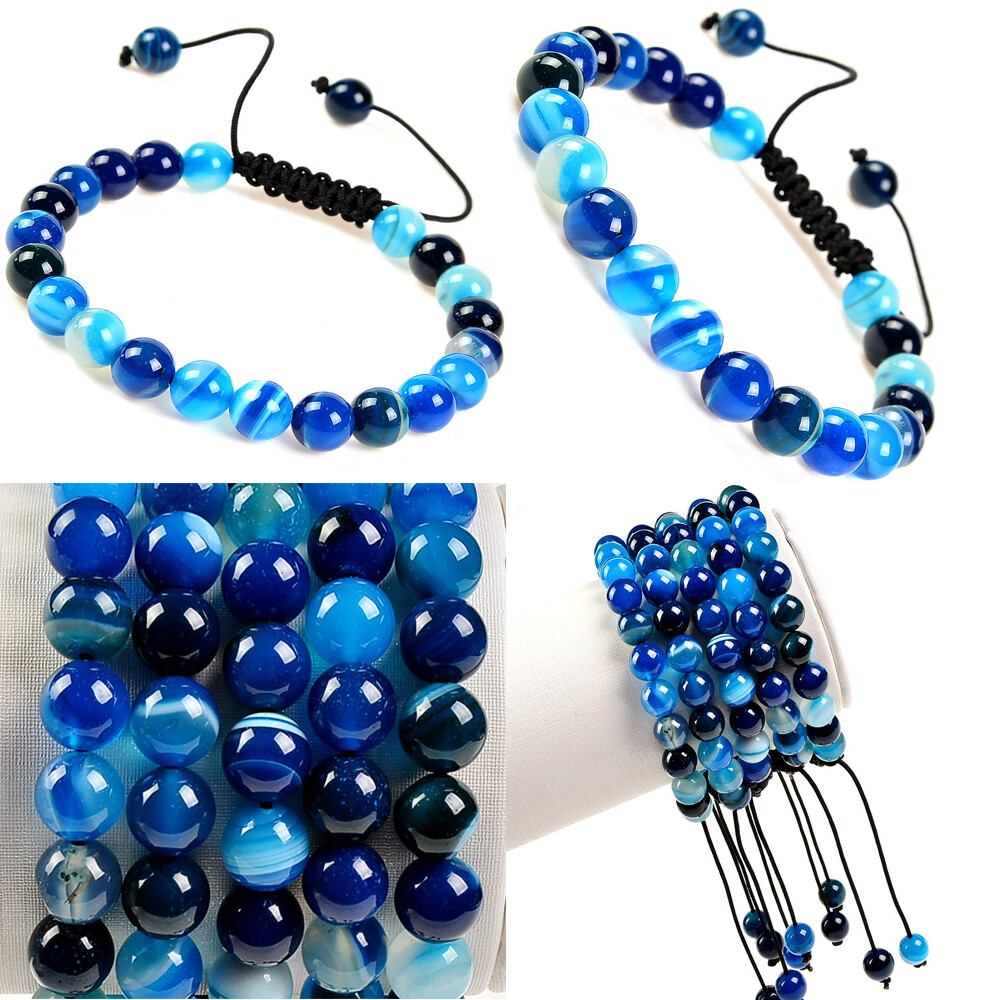 Handmade 8mm natural healing power gemstone beads adjustable bracelet for unisex