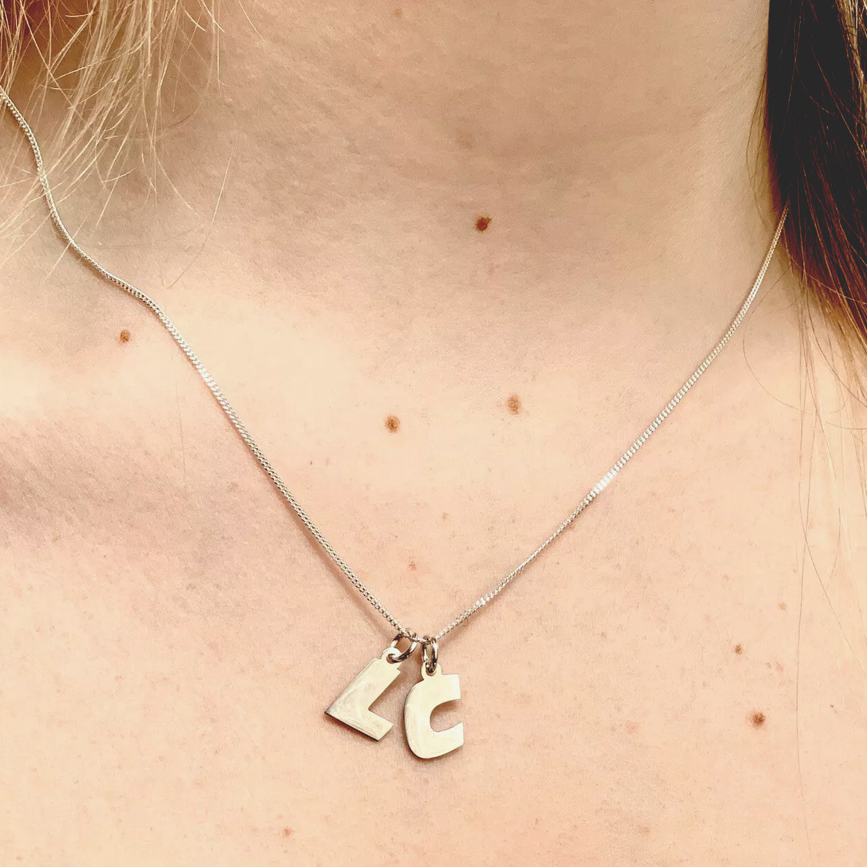 Initial Letter Charm Necklace Pendant Sterling Silver Woman Modern Stylish Trend