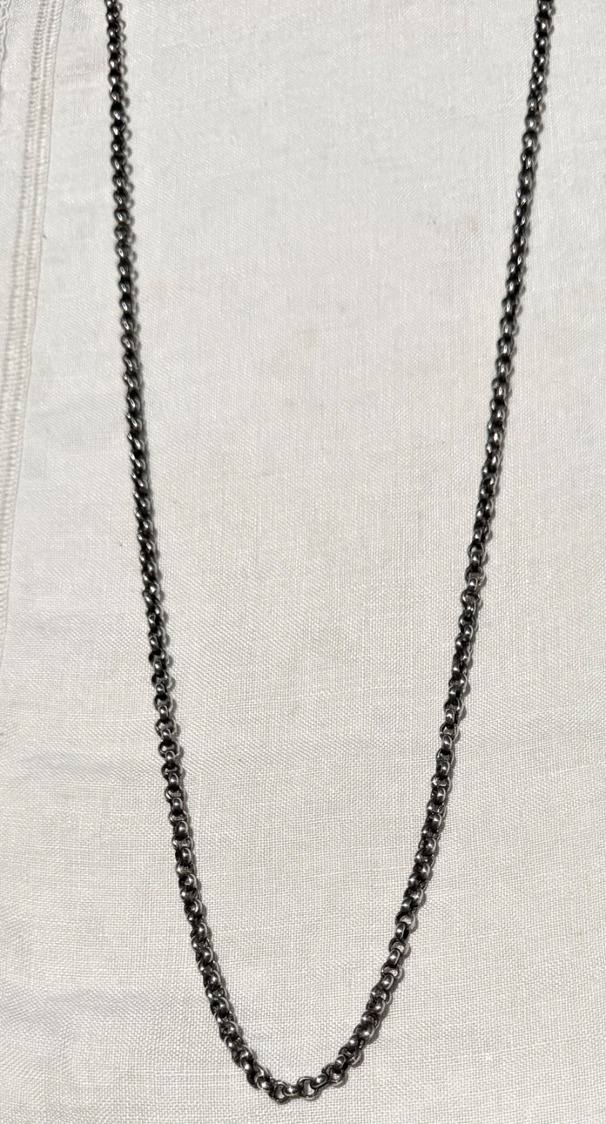 Antique Victorian Sterling Silver ROLO or BELCHER Necklace Chain ~ 29 1/2″