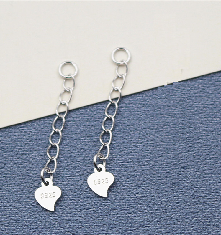 Safety Chain Necklace Extender 925 Sterling Silver Heart Adjustable Extension
