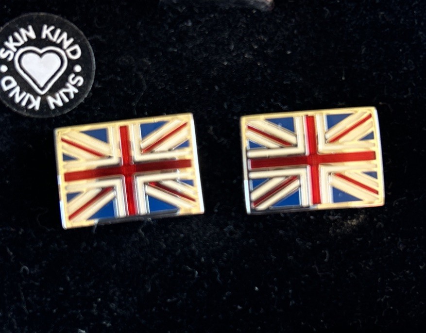 British Union Jack Flag UK United Kingdom Cuff Links Pair In Original Box