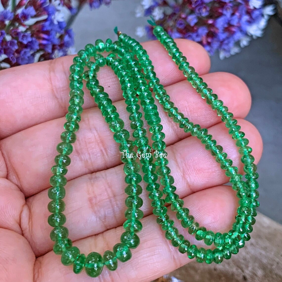 2.7mm-5.2mm Tsavorite Green Garnet Smooth Rondelle Beads 17.5 inch Strand