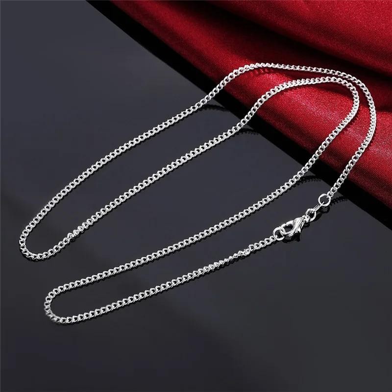 New 925 Sterling Silver Necklace 16/18/20/22/24/26/28/30 Inches 2MM String Chain