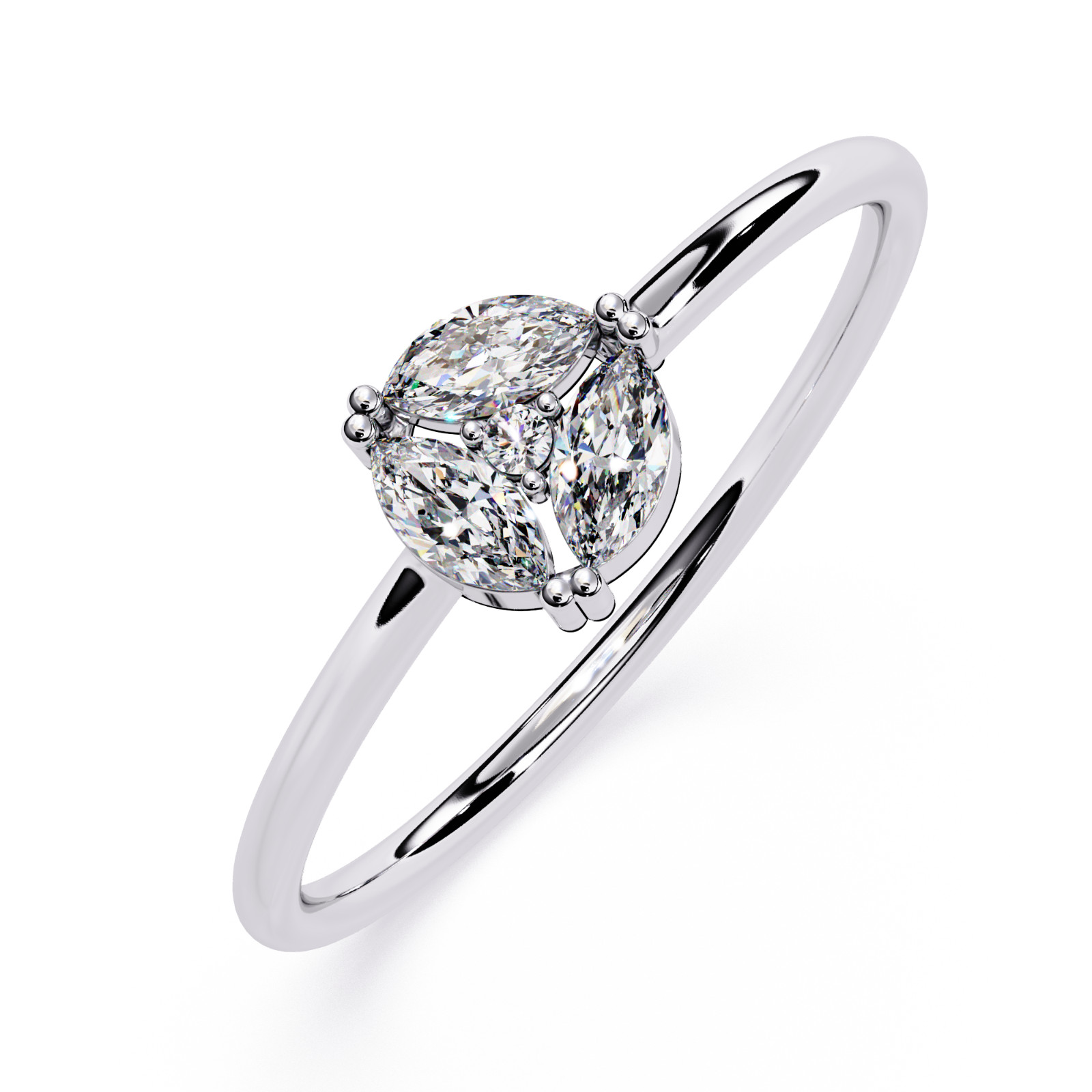 Lab Grown CVD Diamond Marquise Cluster Ring 925 Sterling Silver Promise Ring