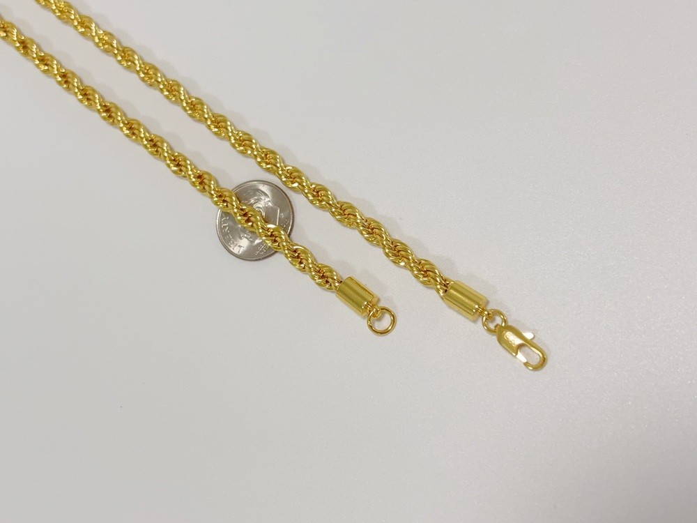 18K Yellow Gold Diamond Cut Rope Chain 5mm NecKlace Mens Womens 26″