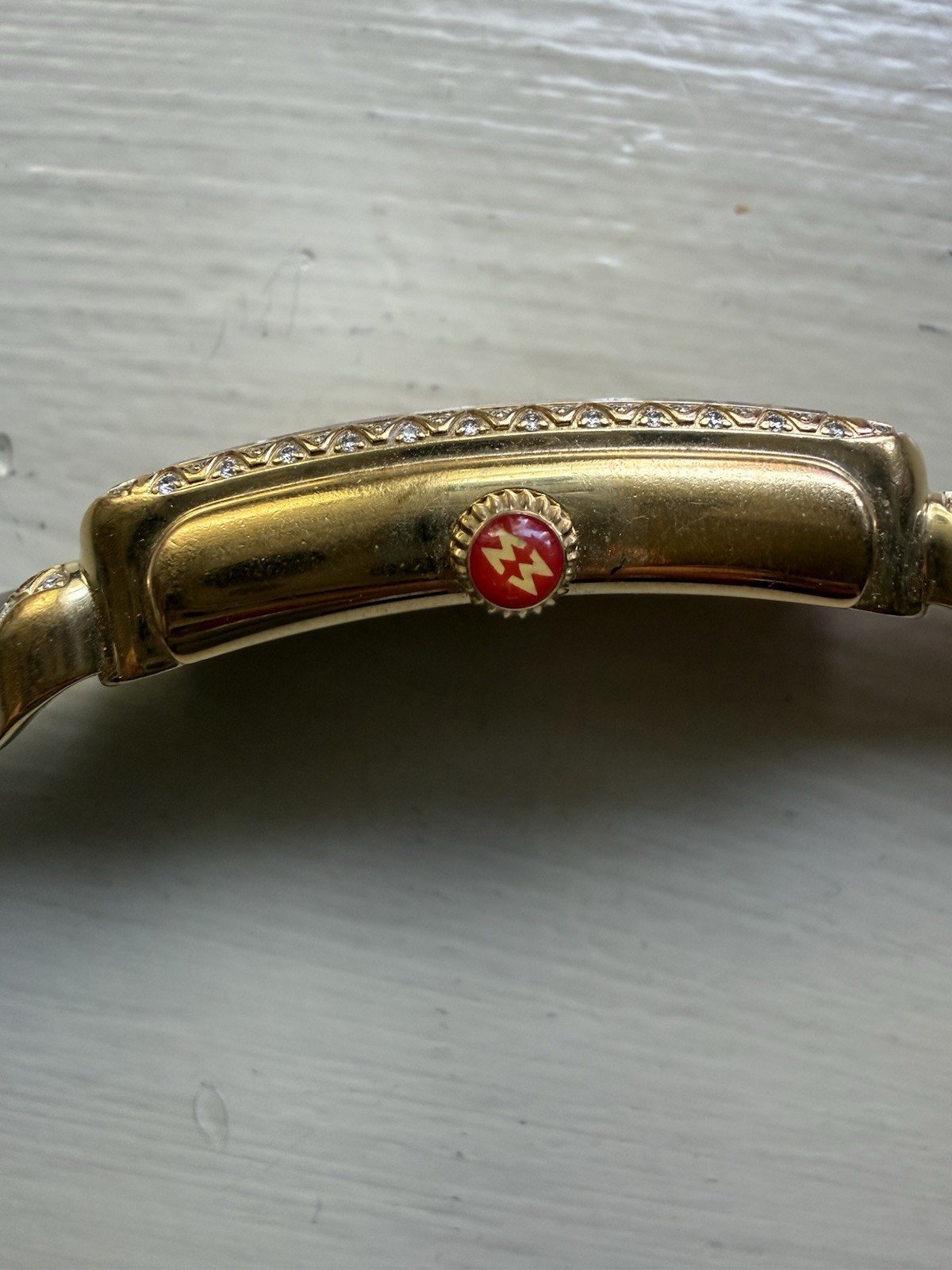 Michele Deco Diamond Gold Tone Watch Authentic New Battery