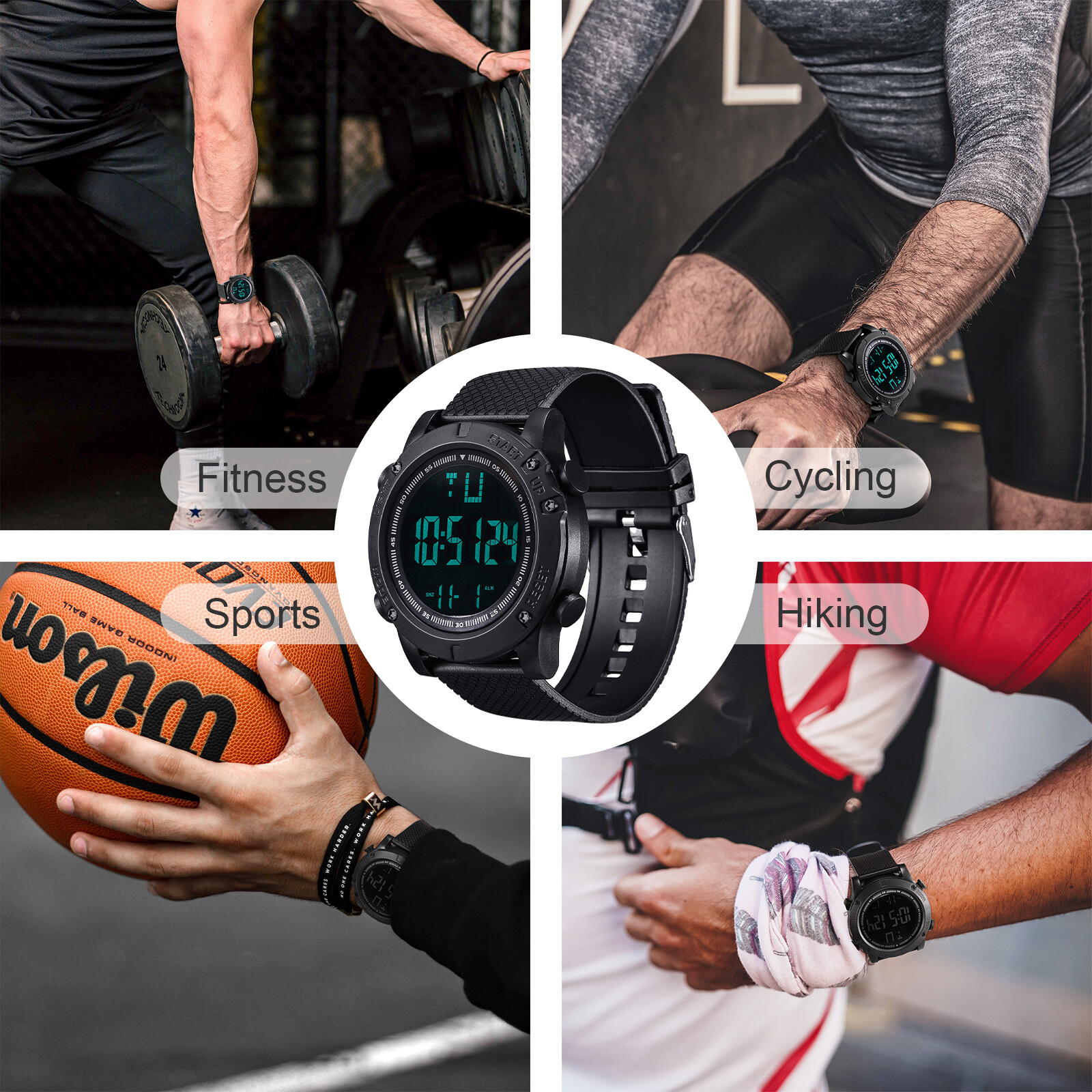 Men’s Military Digital Watch LED Screen Sports Large Face Waterproof Wristwatch