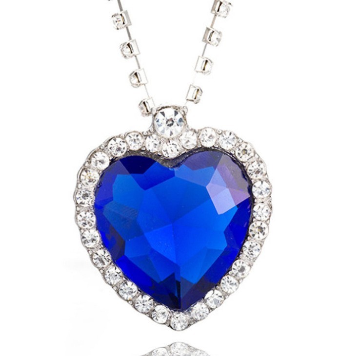 Blue Titanic Heart of the Ocean Crystal Pendant Necklace Rhinestone Jewelry