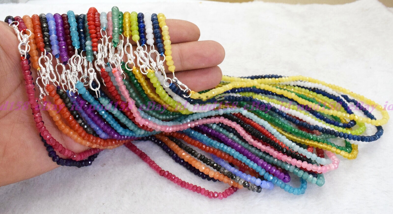 Lots 2x4mm Faceted Assorted Multiple Roundel Gemstone Beads Necklace 18”