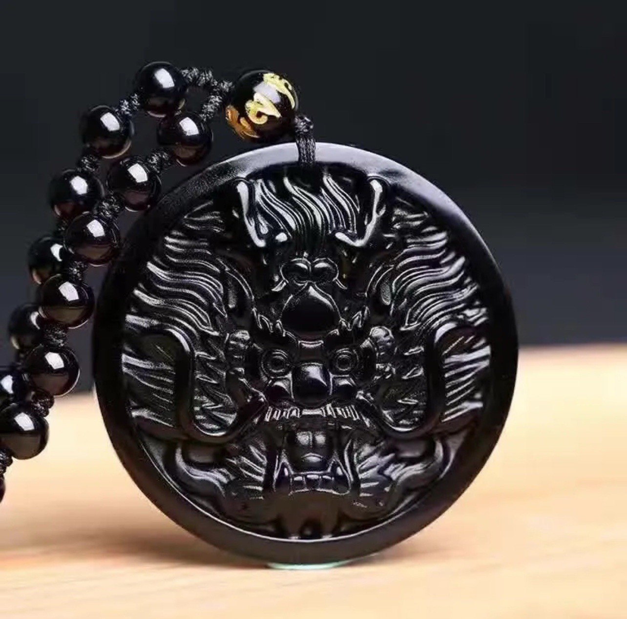 Obsidian Hand Carved Dragon Lucky Amulet Pendant Necklace🇺🇸USA FAST Shipping!