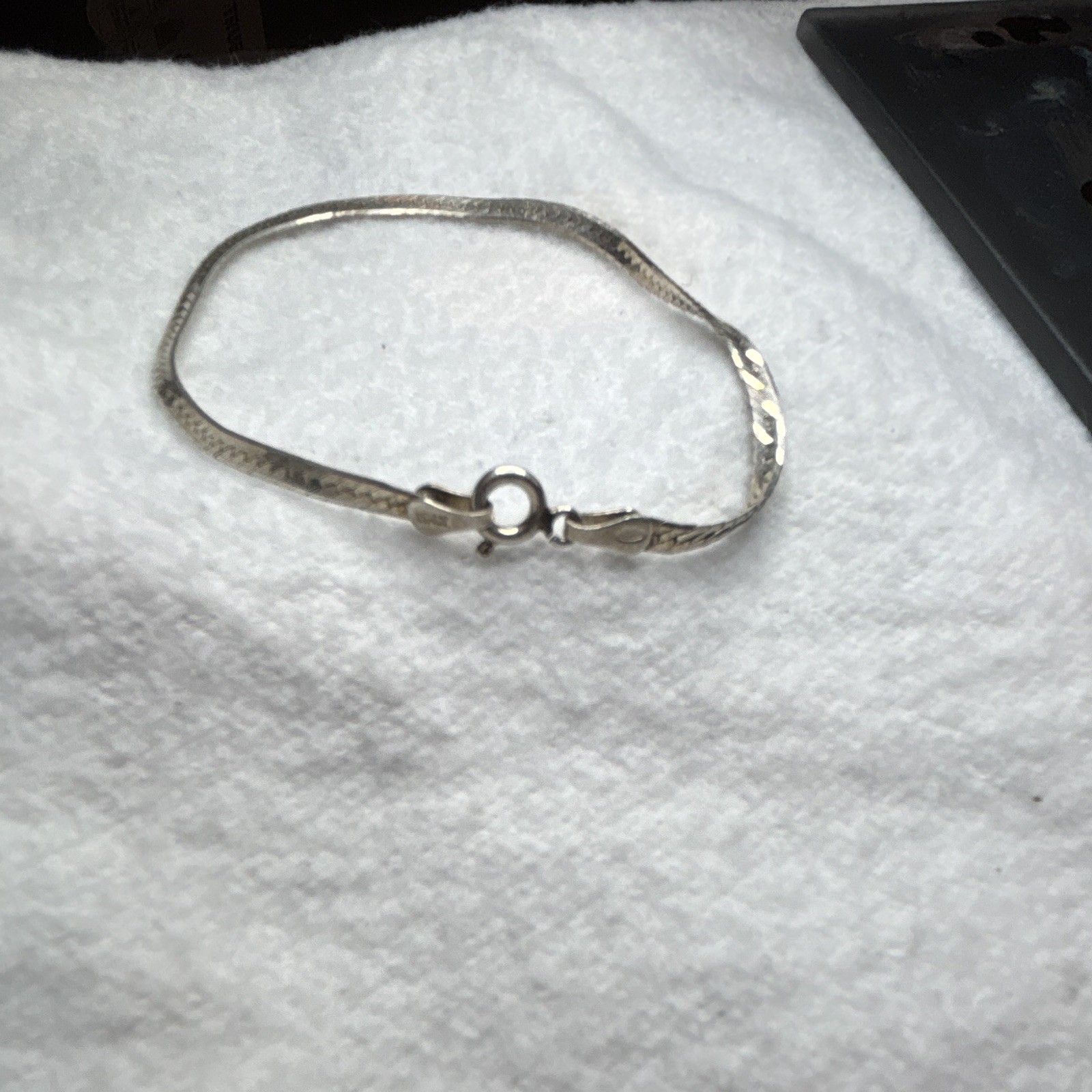 Solid 925 Sterling Silver Herringbone Bracelet Italy Chain