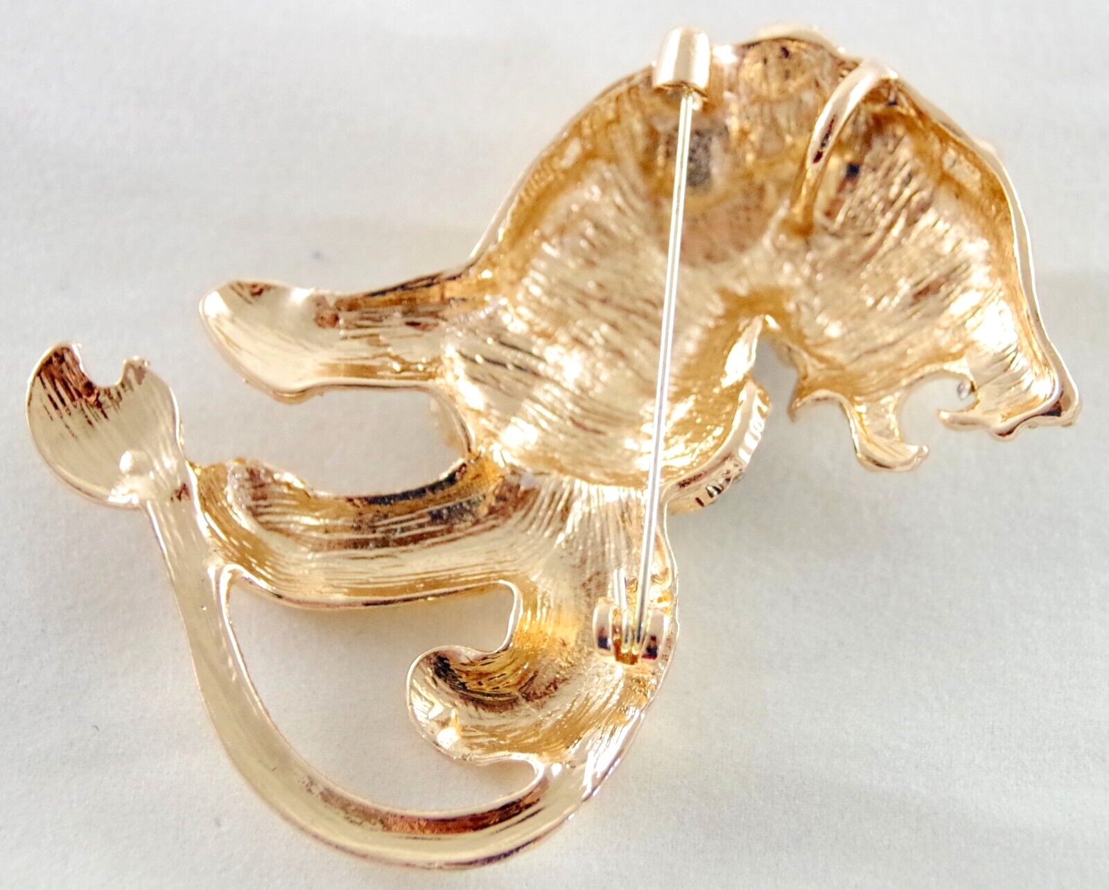 BIG 3″ NWOT UNSIGNED KENNETH JAY LANE STYLE RHINESTONE LION CAT PENDANT BROOCH