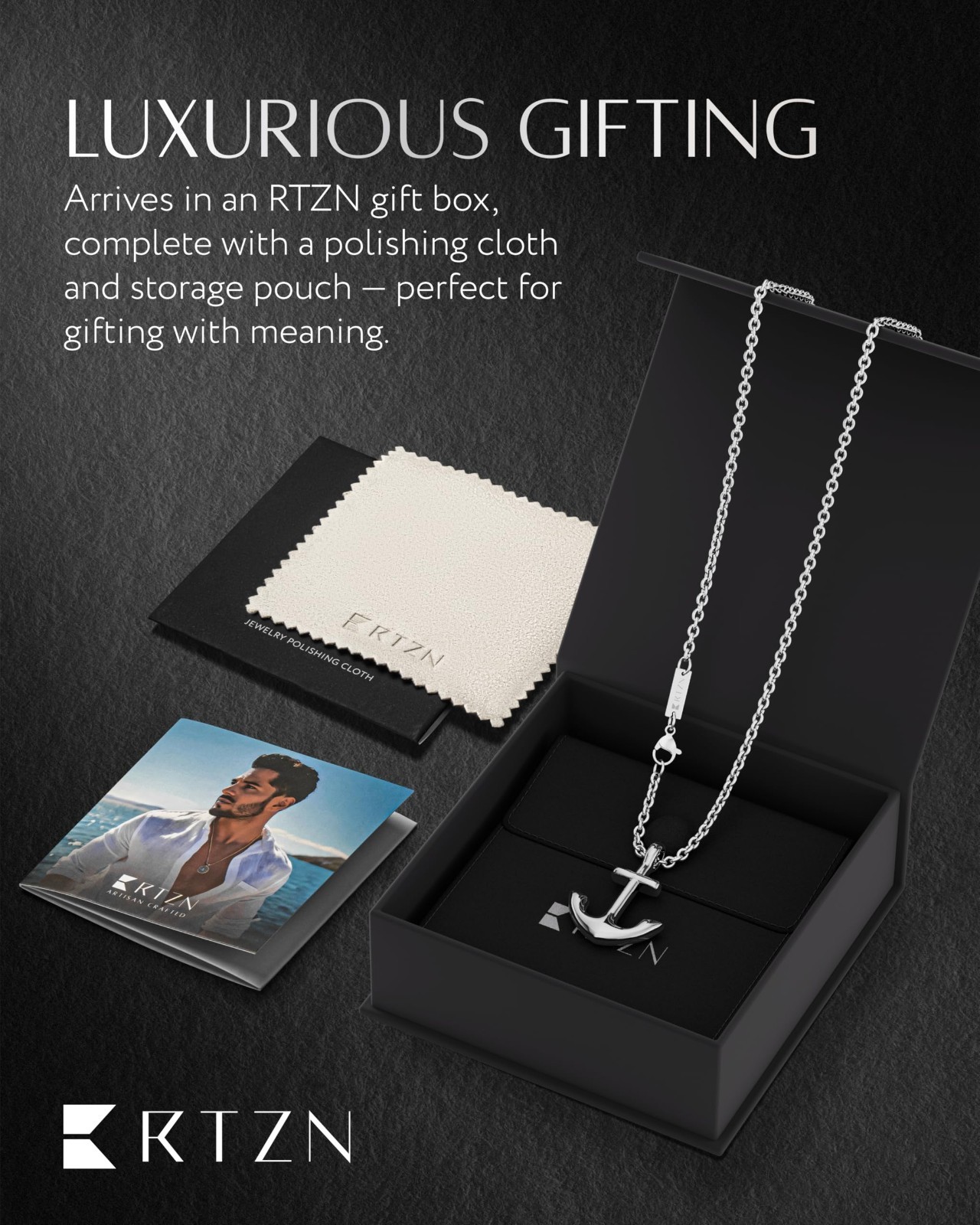 Men’s Stainless Steel Pendant Necklace – 22″ Chain, Waterproof, Non-Tarnish, Bol