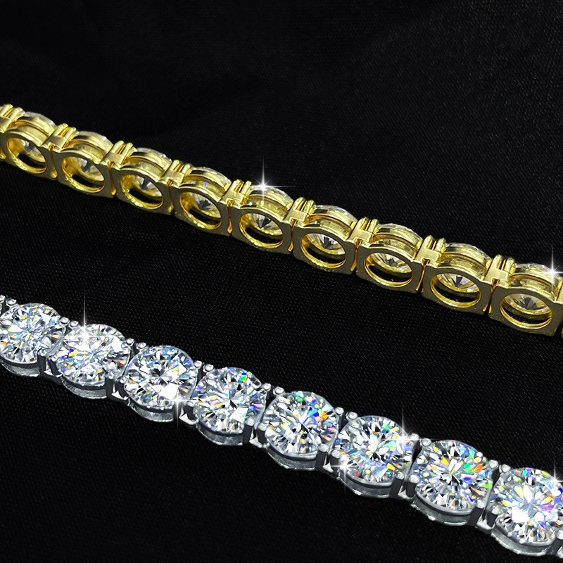 2-6.5mm VVS1 MOISSANITE Tennis Chain Necklace S925 Sterling Silver – Men Women