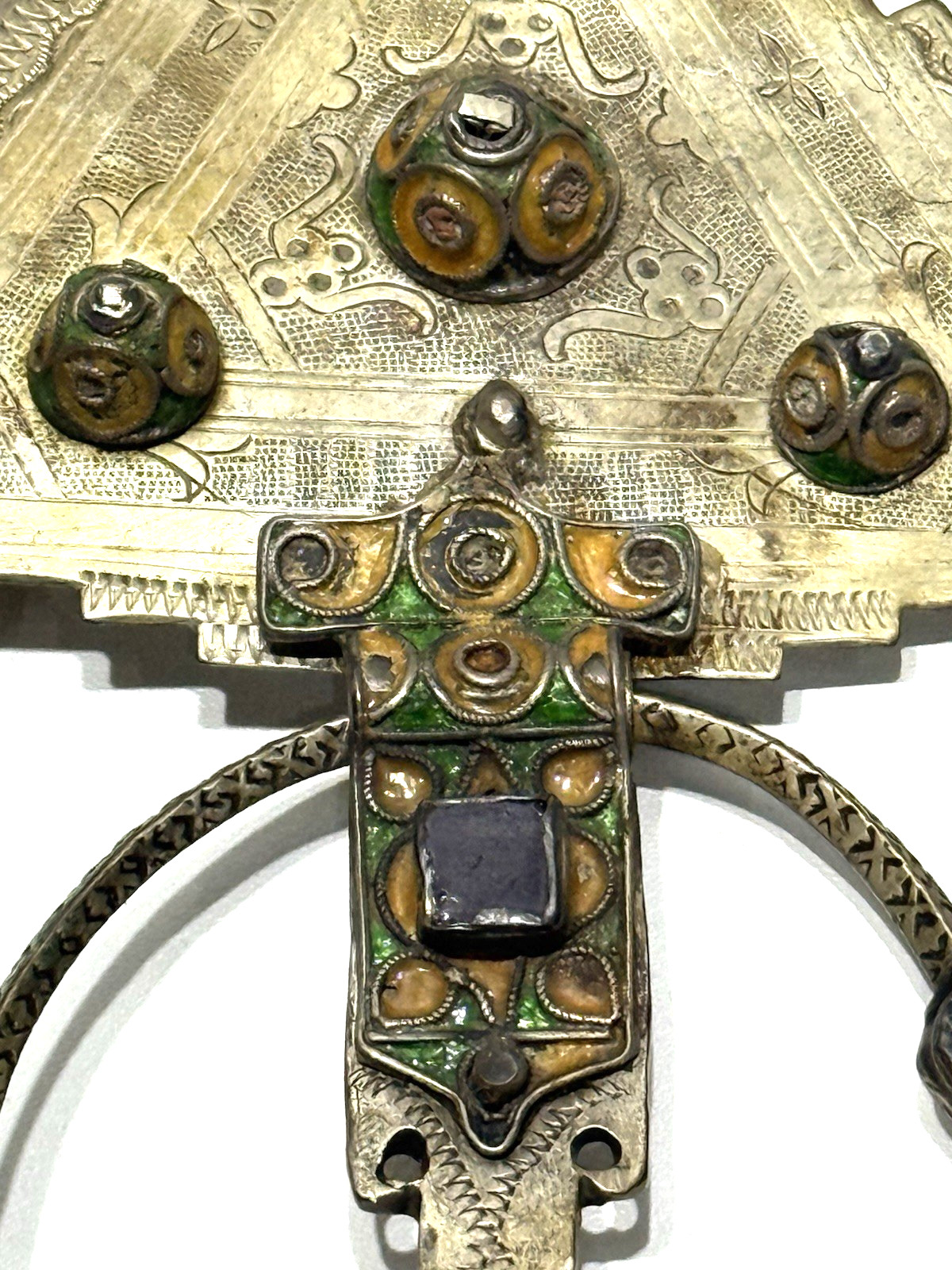 Large Berber Fibula Morocco Ancient & Silver 8.75″x5.5″x.5″
