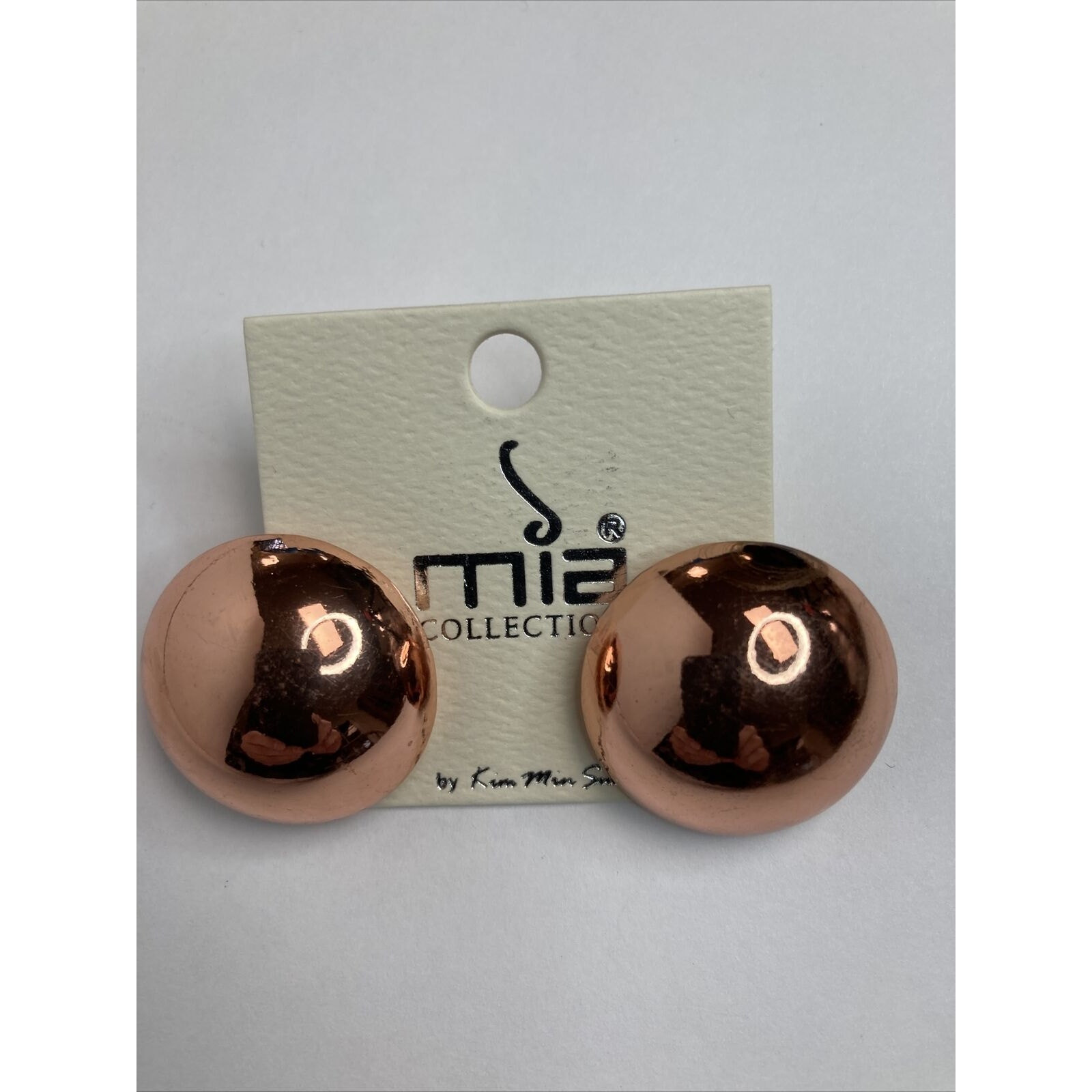 Mia Collection Earrings Copper Color Classic Round Post Back 1 1/8 in diameter