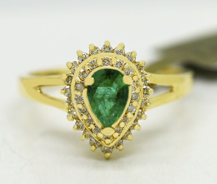 GENUINE 0.67 Cts EMERALD & DIAMOND RING 14k GOLD – NWT – Free Appraisal Service
